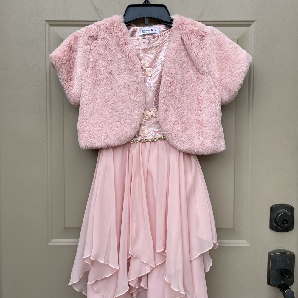 Rare Edition and Beautees Pink Dress and Fur Coat